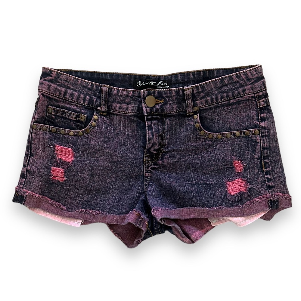 Distressed Pink Denim Shorts - Size 28